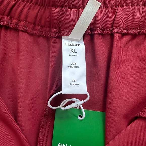 Halara Red Flex High Waisted Zipper Pocket Shirred Straight Leg Work Pants XL - Picture 9 of 13